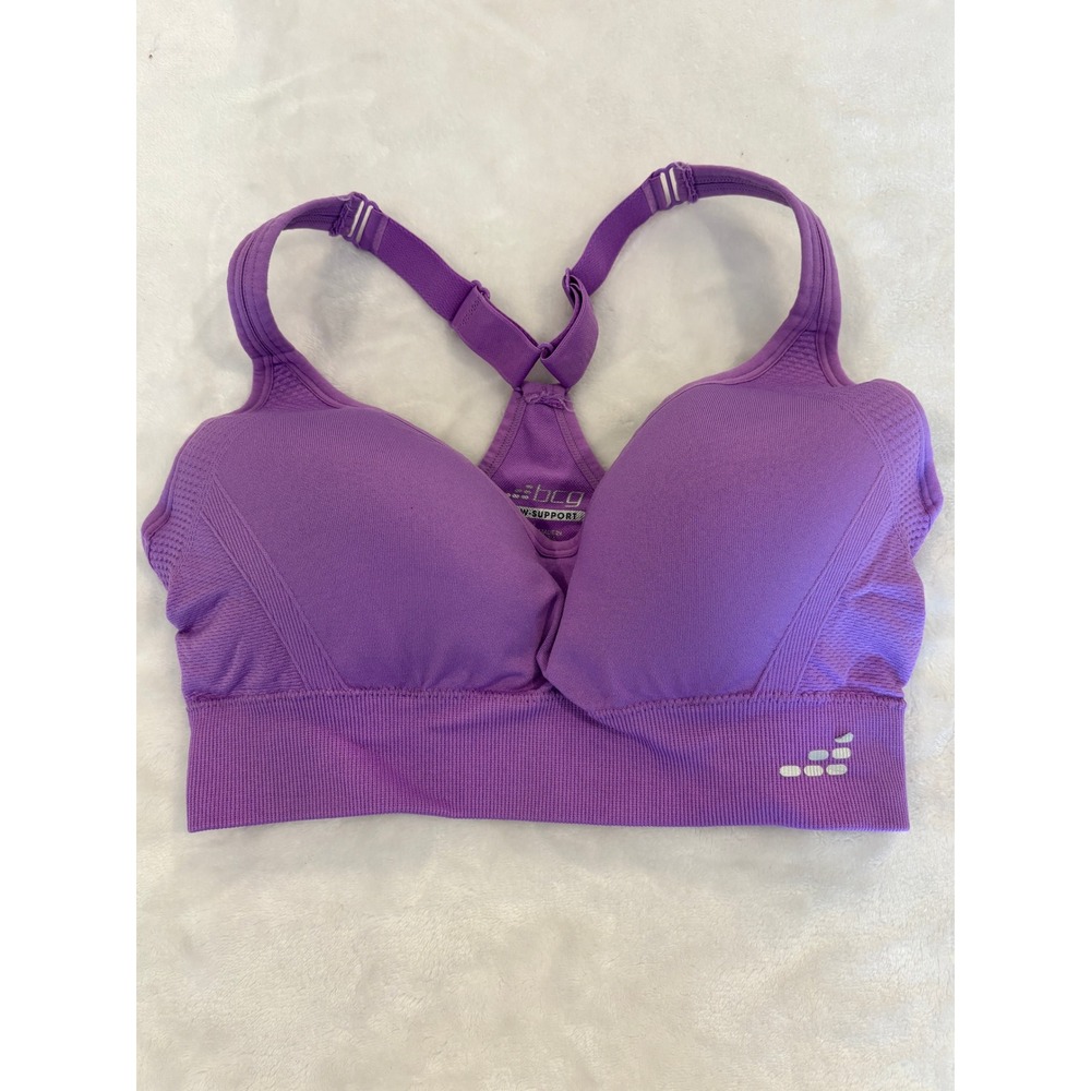 BCG Womens Low Support Sports Bra Purple Adjustable Racerback Size M